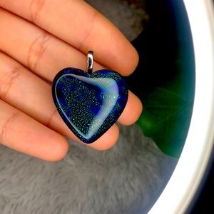 Mosaic Dichroic Glass Pendant with a Sterling Silver Bail